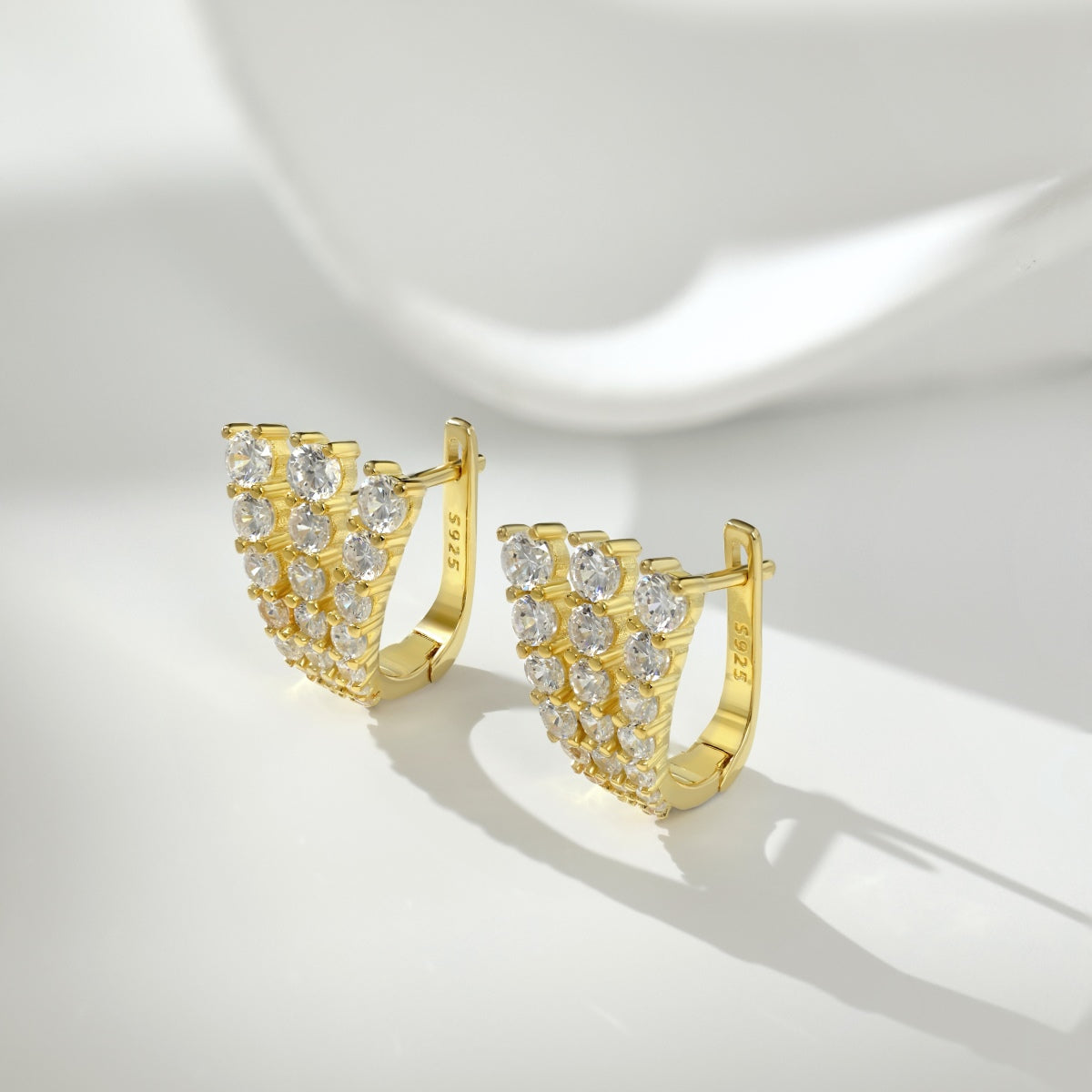 Lunis-18K Gold Zircon Hoop Earrings