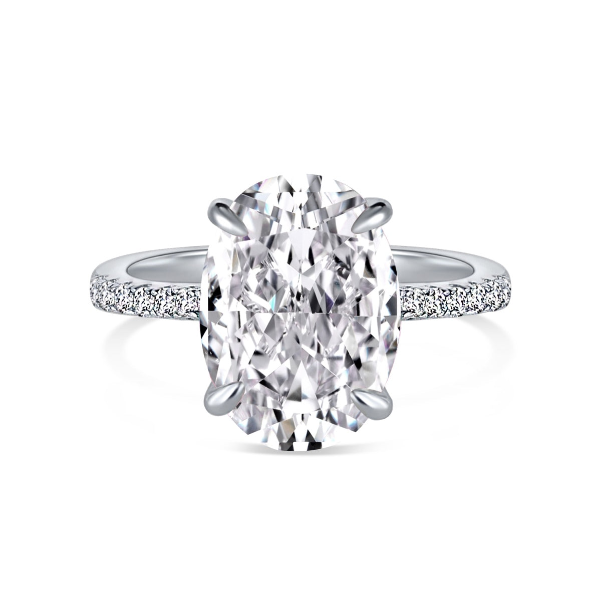 oval Diamond ring with a white background